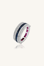 Diamond and Ruby Sapphire Ring in 92.5 Sterling Silver KLSR-10282 - Image 2