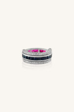 Diamond and Ruby Sapphire Ring in 92.5 Sterling Silver KLSR-10282