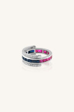 Diamond and Ruby Sapphire Ring in 92.5 Sterling Silver KLSR-10282 - Image 4