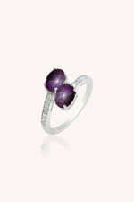 Diamond and Ruby Star Ring in 92.5 Sterling Silver KLSR-10416 - Image 3
