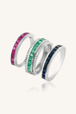 Diamond and Ruby Blue Sapphire Emerald Ring in 92.5 Sterling Silver KLSR-10777 - Image 2
