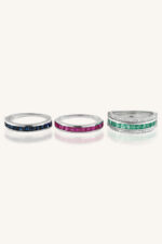 Diamond and Ruby Blue Sapphire Emerald Ring in 92.5 Sterling Silver KLSR-10777 - Image 4