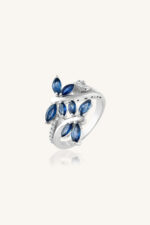 Diamond and Blue Sapphire Ring in 92.5 Sterling Silver KLSR-11059 - Image 2