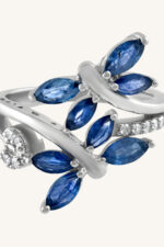 Diamond and Blue Sapphire Ring in 92.5 Sterling Silver KLSR-11059 - Image 4