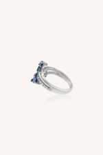 Diamond and Blue Sapphire Ring in 92.5 Sterling Silver KLSR-11059 - Image 3