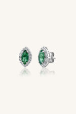 Diamond and Emerald Earring in 92.5 Sterling Silver KLST-30408 - Image 2