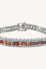 Diamond and Multi Sapphire Bracelet in 92.5 Sterling Silver KLSB-20219 - Image 4