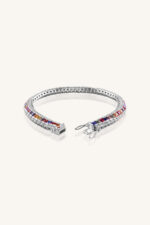 Diamond and Multi Sapphire Bracelet in 92.5 Sterling Silver KLSB-20219 - Image 2