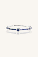 Diamond and Blue Sapphire Bangle in 92.5 Sterling Silver KLSB-20438