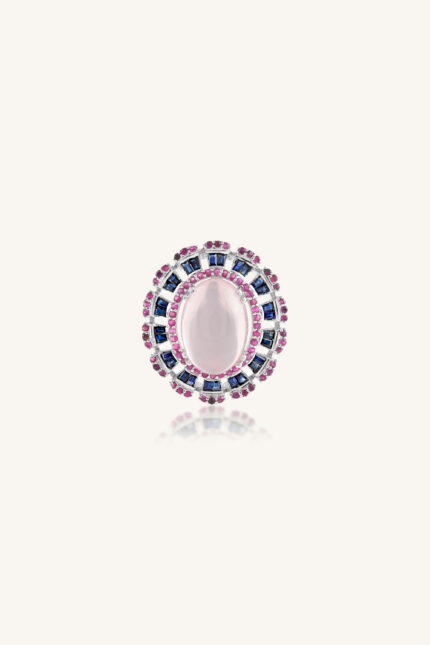 Multi Color Stone and Rose Quartz Pendant in 92.5 Sterling Silver KLSP-50150