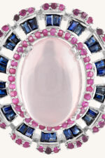 Multi Color Stone and Rose Quartz Pendant in 92.5 Sterling Silver KLSP-50150 - Image 4
