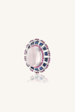 Multi Color Stone and Rose Quartz Pendant in 92.5 Sterling Silver KLSP-50150 - Image 2