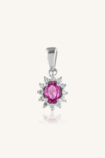 Pink Sapphire and Diamond  Pendant in 92.5 Sterling Silver KLSP-50303
