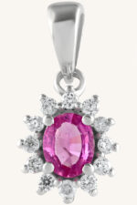 Pink Sapphire and Diamond  Pendant in 92.5 Sterling Silver KLSP-50303 - Image 4