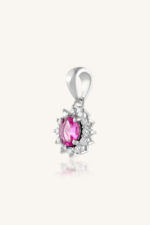 Pink Sapphire and Diamond  Pendant in 92.5 Sterling Silver KLSP-50303 - Image 2