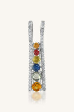 Multi Sapphire and Diamond Pendant in 92.5 Sterling Silver KLSP-50320