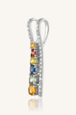 Multi Sapphire and Diamond Pendant in 92.5 Sterling Silver KLSP-50320 - Image 4