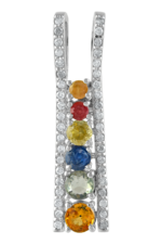 Multi Sapphire and Diamond Pendant in 92.5 Sterling Silver KLSP-50320 - Image 3