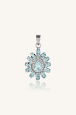 Aquamarine and Cz Pendant in 92.5 Sterling Silver KLSP-50347