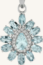 Aquamarine and Cz Pendant in 92.5 Sterling Silver KLSP-50347 - Image 4