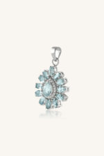 Aquamarine and Cz Pendant in 92.5 Sterling Silver KLSP-50347 - Image 2
