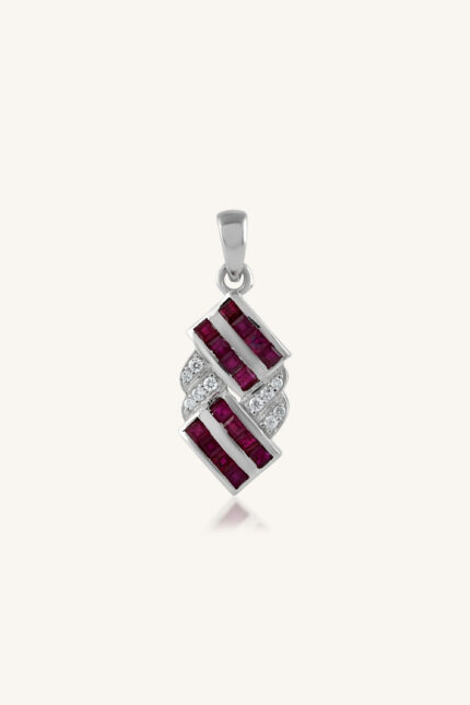 Ruby and Diamond Pandant in 92.5 Sterling Silver KLSP-50395