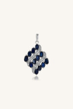 Diamond and Blue Sapphire Pendant in 92.5 Sterling Silver KLSP-50478