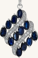 Diamond and Blue Sapphire Pendant in 92.5 Sterling Silver KLSP-50478 - Image 4