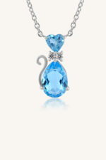 Blue Topaz and Cz Pendant in 92.5 Sterling Silver KLSP-50495