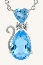 Blue Topaz and Cz Pendant in 92.5 Sterling Silver KLSP-50495 - Image 4