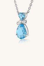 Blue Topaz and Cz Pendant in 92.5 Sterling Silver KLSP-50495 - Image 2