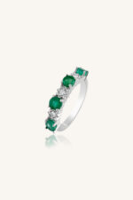 Diamond and Emerald Ring in 92.5 Sterling Silver KLSR-11110 - Image 4