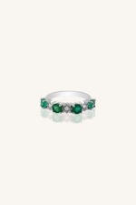 Diamond and Emerald Ring in 92.5 Sterling Silver KLSR-11110