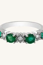 Diamond and Emerald Ring in 92.5 Sterling Silver KLSR-11110 - Image 2