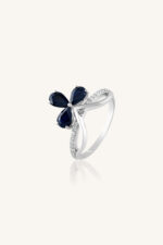 Diamond and Blue Sapphire Ring in 92.5 Sterling Silver KLSR-11173 - Image 4
