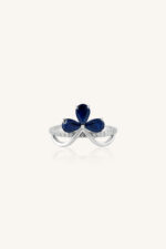 Diamond and Blue Sapphire Ring in 92.5 Sterling Silver KLSR-11173