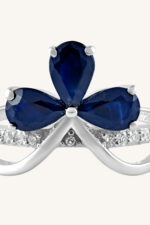Diamond and Blue Sapphire Ring in 92.5 Sterling Silver KLSR-11173 - Image 2