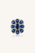 Diamond and Blue Sapphire Ring in 92.5 Sterling Silver KLSR-11285