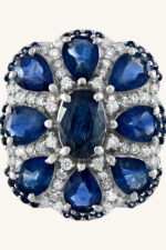 Diamond and Blue Sapphire Ring in 92.5 Sterling Silver KLSR-11285 - Image 2