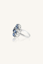 Diamond and Blue Sapphire Ring in 92.5 Sterling Silver KLSR-11285 - Image 3
