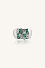 Diamond and  Emerald Ring in 92.5 Sterling Silver KLSR-11429