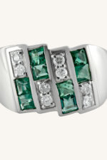Diamond and  Emerald Ring in 92.5 Sterling Silver KLSR-11429 - Image 3