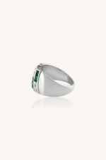 Diamond and  Emerald Ring in 92.5 Sterling Silver KLSR-11429 - Image 2