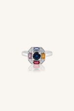 Diamond and Multi Sapphire Ring in 92.5 Sterling Silver KLSR-11438