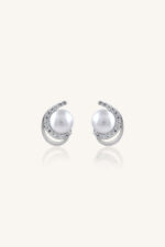 Pearl and CZ Earring in 92.5 Sterling Silver KLST-30237