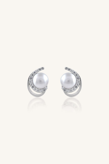 Pearl and CZ Earring in 92.5 Sterling Silver KLST-30237