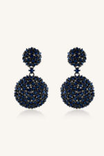 Diamond and Blue Sapphire Earring in 92.5 Sterling Silver KLST-30410