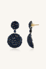 Diamond and Blue Sapphire Earring in 92.5 Sterling Silver KLST-30410 - Image 2