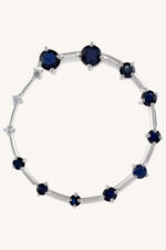Diamond and Blue Sapphire Earring in 92.5 Sterling Silver KLST-30518 - Image 2