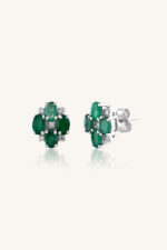 Diamond and Emerald Earring in 92.5 Sterling Silver KLST-30759 - Image 4